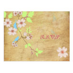 PixDezines Vintage Love Birds RSVP postcards