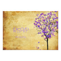 PixDezines Vintage Maple Tree/purple/fall wedding Personalized Invites