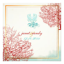 PixDezines vintage maui coral+seahorse, beach Custom Announcements