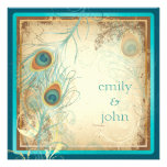 PixDezines vintage pzazz peacock plumes Personalised Invitations