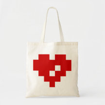 Pixel Heart 8 Bit Love Canvas Bags