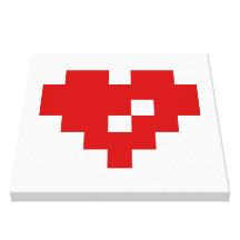Pixel Heart 8 Bit Love Stretched Canvas Prints