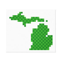 Pixel Michigan Stretched Canvas Print