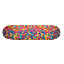 Pixel Rainbow Square Pattern Skateboard Decks