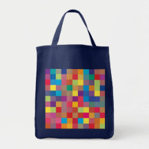 Pixel Rainbow Square Pattern Tote Bag