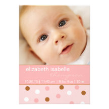 Pixie Pink Polka Dot Baby Girl Photo Announcement
