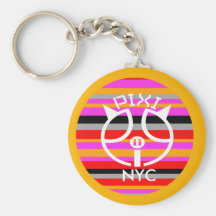 Pixipig Signature Pink Stripe Keychain