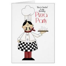 Pizza Birthday Party Cards