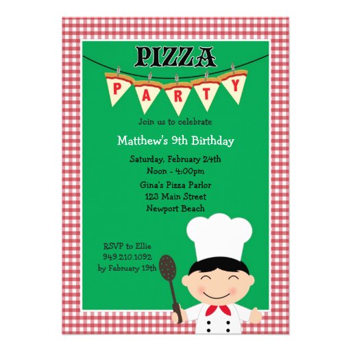 Pizza Party Birthday Invitation