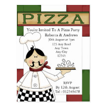 Pizza Party Invitation Post Cards