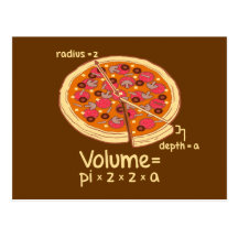 Pizza Volume Mathematical Formula = Pi*z*z*a Postcard