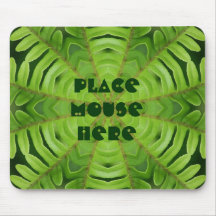 "Place mouse here", fern leaf kaleidoscope Mouse Pad