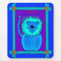 Placemat Blue Lion in Frame Mousepad