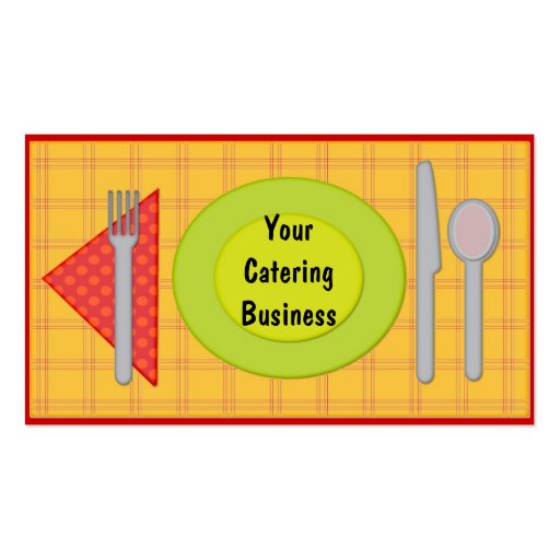 Placemat setting utensils catering business cards Zazzle