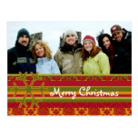 Plaid  Damask Merry Christmas Postcard