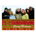 Plaid  Damask Merry Christmas Postcard