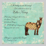 Plaid Donkeys Baby Invitation invitations