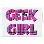 Plaid Geek Girl Design Greeting Cards