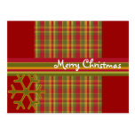 Plaid Merry Christmas Postcard