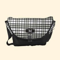 Plaid Monogram Rickshaw Messenger Bag (black) messenger bags
