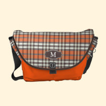 Plaid Monogram Rickshaw Messenger Bag (coral) messenger bags