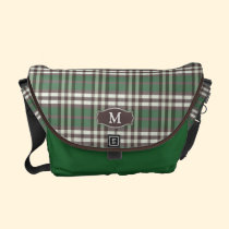 Plaid Monogram Rickshaw Messenger Bag (green) messenger bags