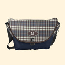 Plaid Monogram Rickshaw Messenger Bag (navy) messenger bags