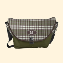 Plaid Monogram Rickshaw Messenger Bag (olive) messenger bags