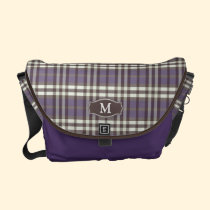 Plaid Monogram Rickshaw Messenger Bag (purple) messenger bags