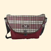 Plaid Monogram Rickshaw Messenger Bag (wine) messenger bags