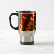 Plaid Red Yellow Black Stripe Travel Mug