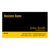 Plain Black & Yellow Consultant Business Card