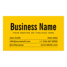 Plain Black & Yellow Nail Art Business Card