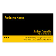 Plain Black & Yellow Producer Business Card