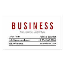 Plain Red Title Political Scientist Business Card