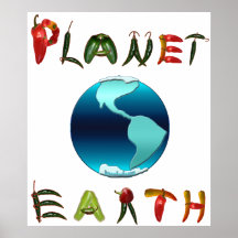 Planet Earth with Chilli Peppers Posters