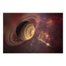 Planet, stars and Sun in Galaxy Fantasy Art Photo