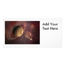 Planet, stars and Sun in Galaxy Fantasy Art Photo Greeting Card
