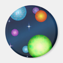 Planets Suns Stars Space Design Fridge Magnet