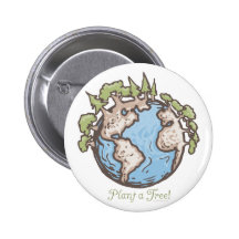 Plant a Tree Earth Day Gear Pinback Button