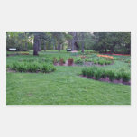 Plants and flowers in a beautiful park rectangular sticker