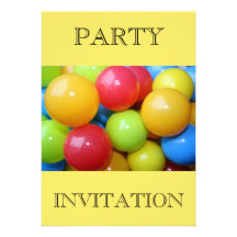 Plastic Coloured Balls Party Invitation