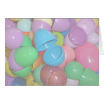plastic colourful easter eggs pastel background card