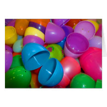 Plastic Easter Eggs Blue One Open Photograph Greeting Cards