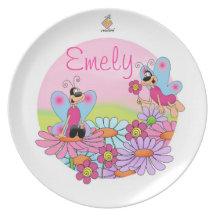 plate for kids with name "BUTTERFLY" Flacher Teller