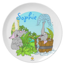 plate for kids with name "ELEPHANTS" Flache Teller