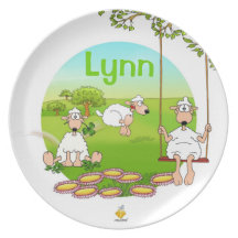 plate for kids with name "SHEEP" Party Teller