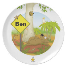 plate for kids with name "WOMBAT"