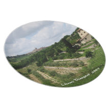Plate - Tuscan Vineyard and Hill Town