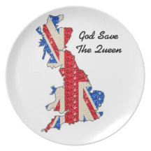 Plate UK Flag God Save The Queen